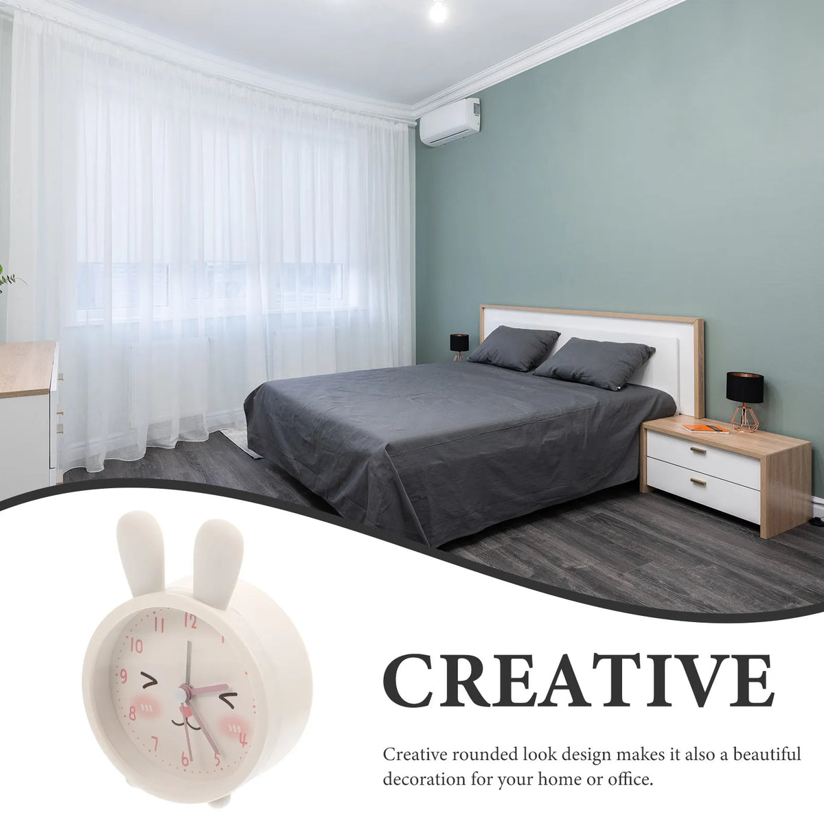 Réveil Lapin Cartoon Silencieux Chambre Chevet Bureau.