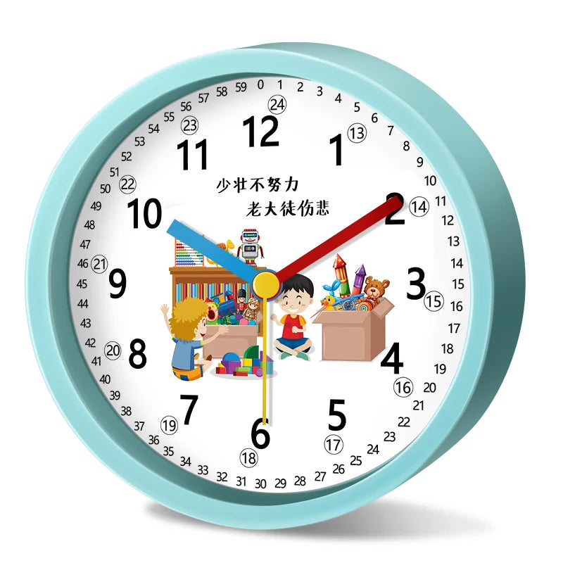 Réveil enfant animaux mignons rond quartz coloré.