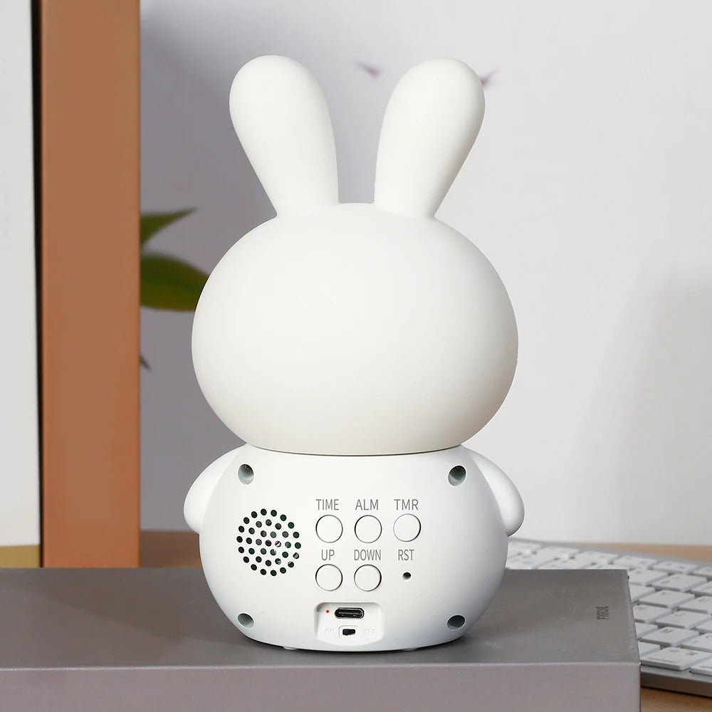 Réveil Lapin Numérique Veilleuse Enfant Silicone Température Tactile
