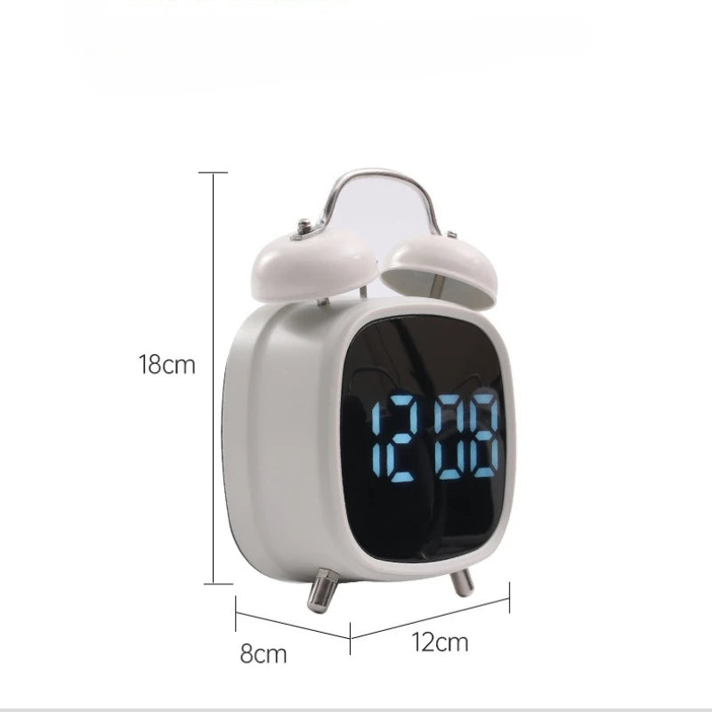 Réveil LED Numérique Rétro Cloche Métal Snooze