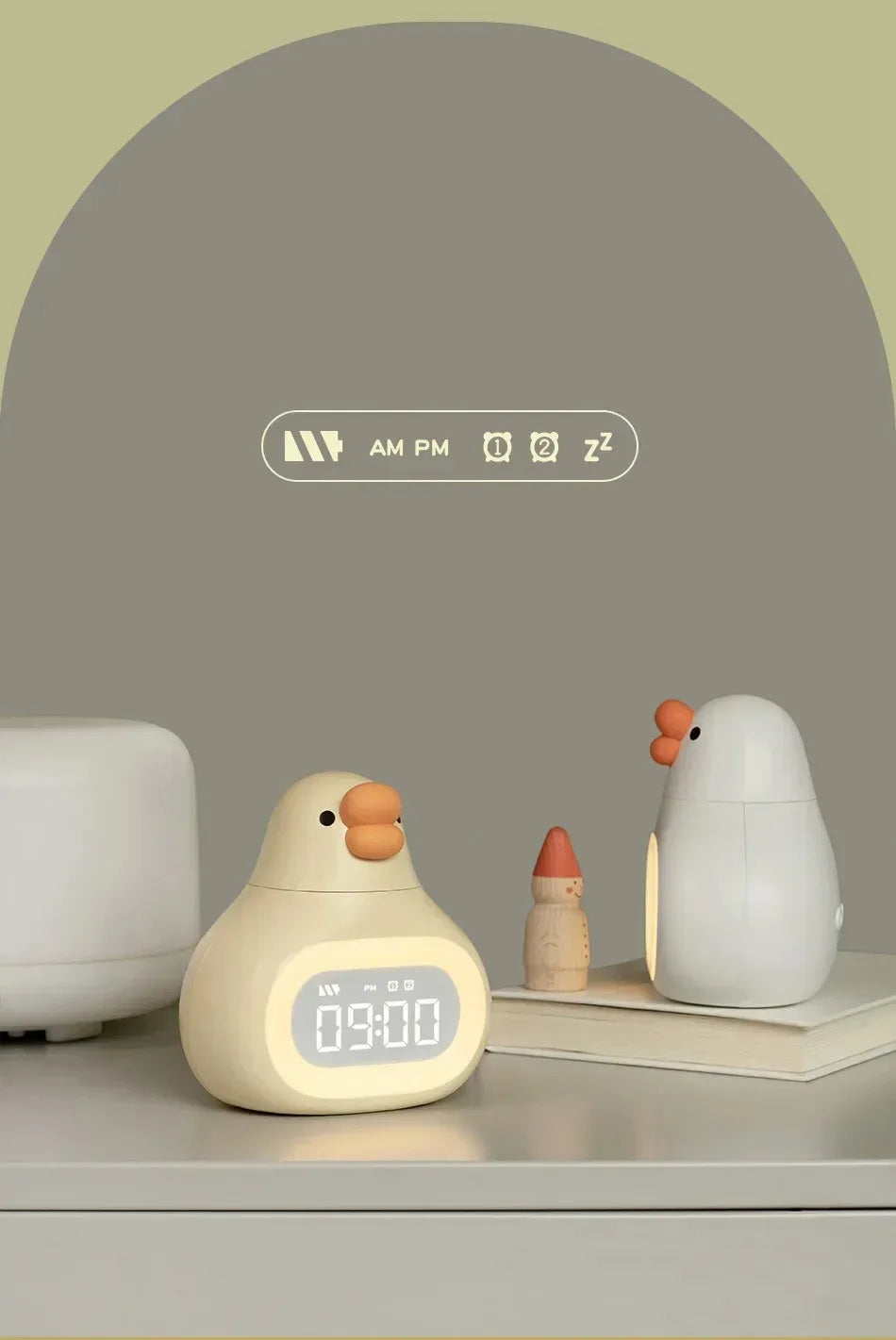 Réveil numérique oie veilleuse enfant rechargeable snooze.