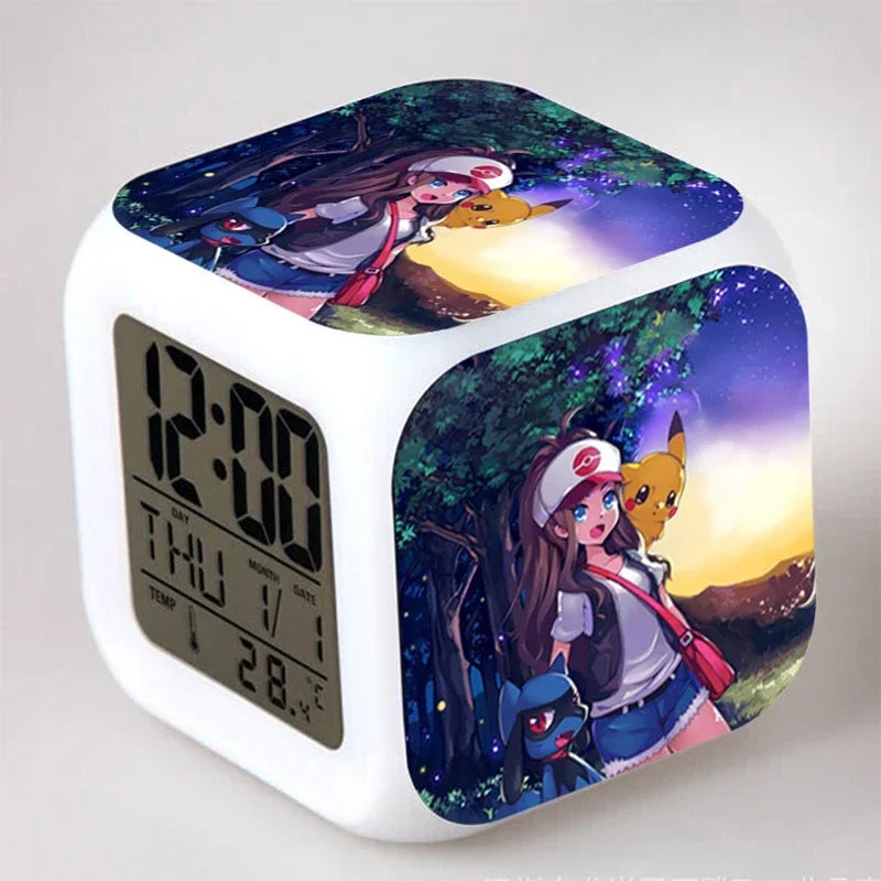 Réveil Pokémon Pikachu LED 7 Couleurs Cadeau