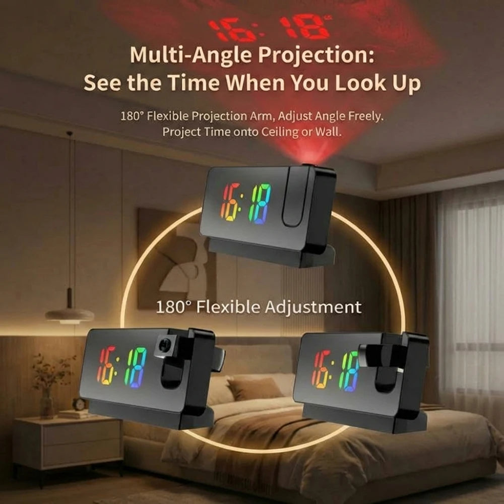 Réveil Projection Murale/Plafond Numérique Température LED