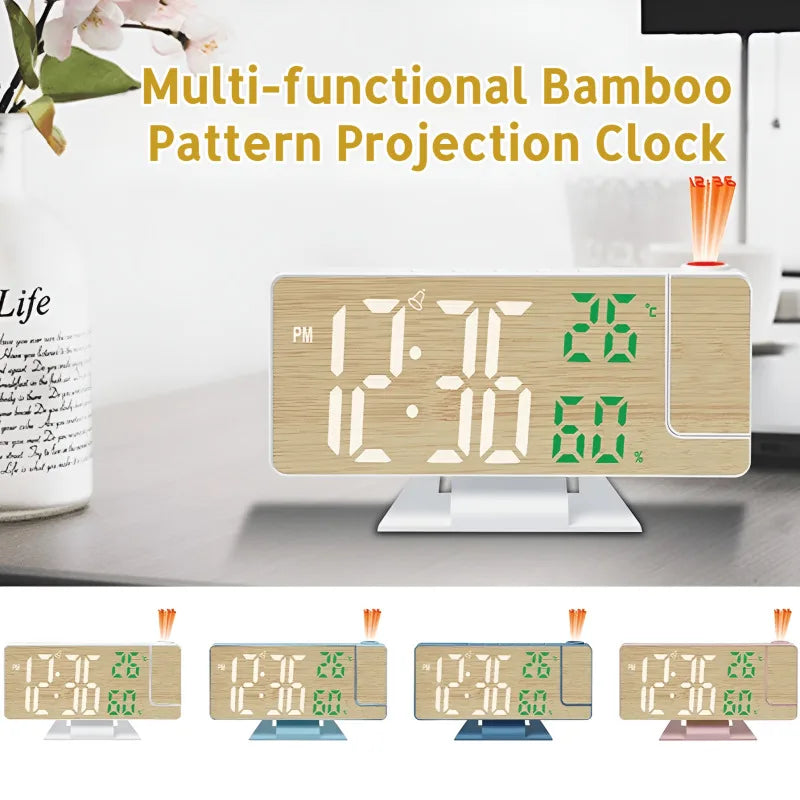 Réveil projecteur LED tactile, grand affichage numérique.