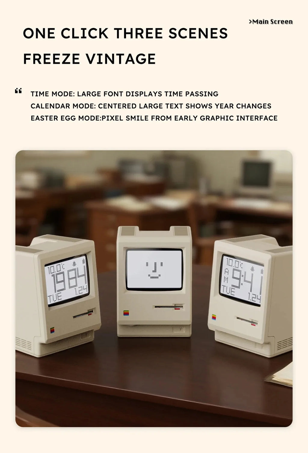 Réveil Maclock Rétro Numérique Radio Calendrier Bureau