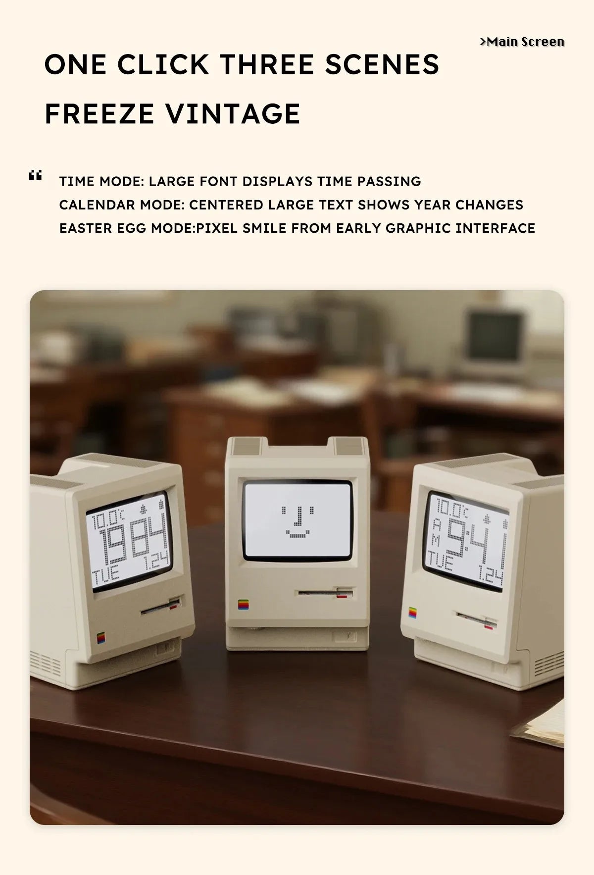 Réveil Maclock Rétro Numérique Radio Calendrier Bureau