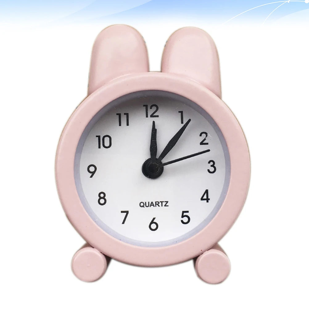 Réveil oreilles lapin rose métal silencieux enfant.