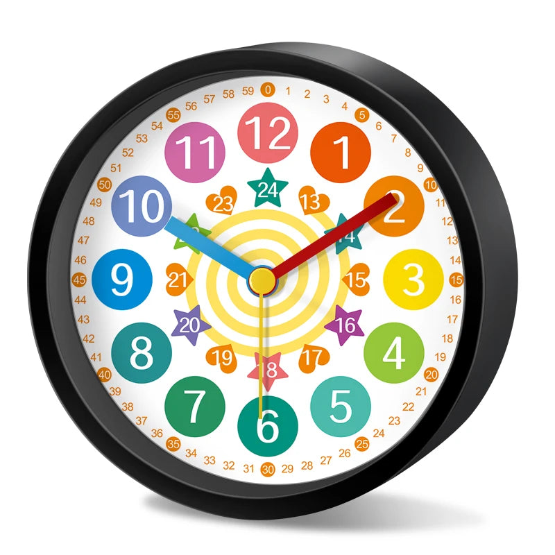 Réveil enfant silencieux analogique coloré éducatif.