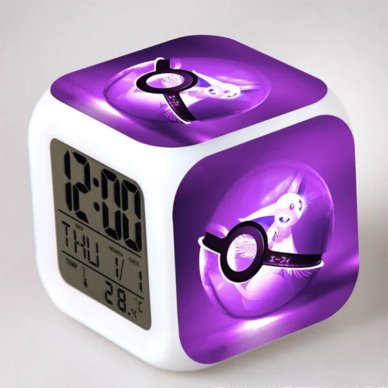 Réveil Pikachu Kawaii LED 7 Couleurs Lumineux