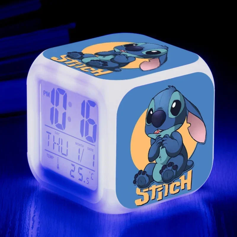 Réveil Lilo & Stitch LED numérique enfant coloré.