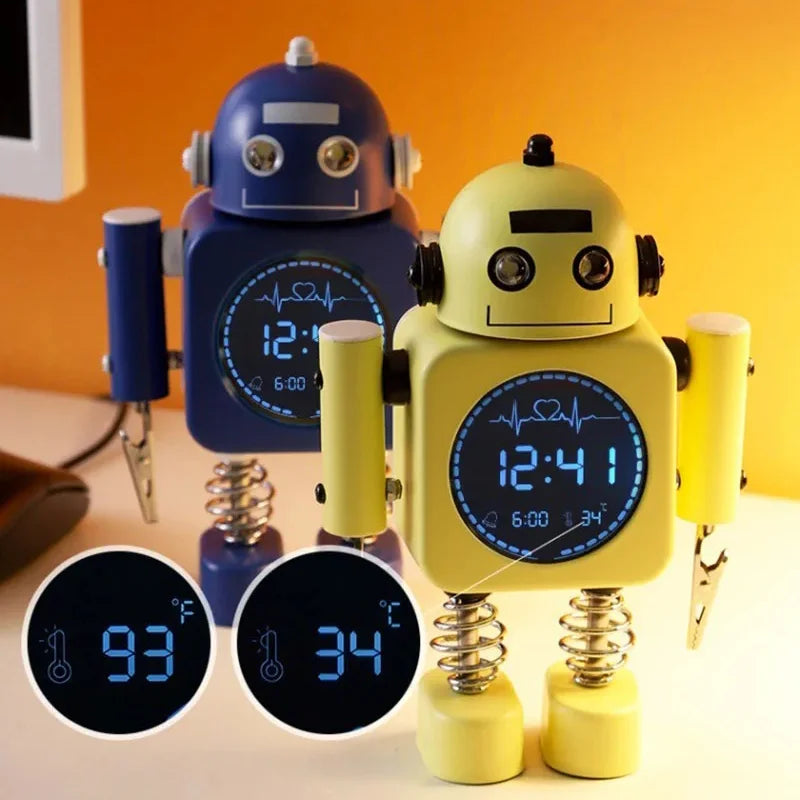 Réveil Robot LED Veilleuse Température Humidité Enfants.