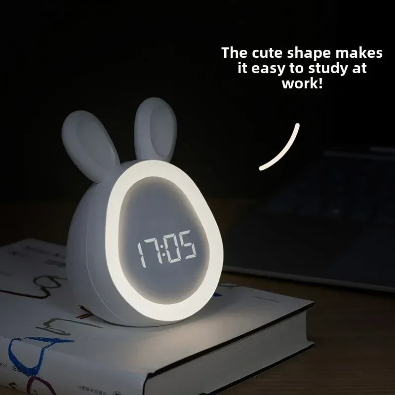 Réveil Lapin Cartoon LED Numérique Veilleuse USB Enfant