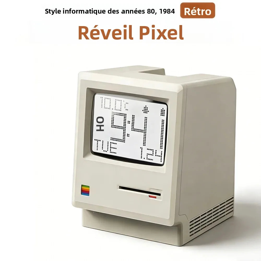 Réveil Rétro Pixel LED Multifonction Bureau Geek