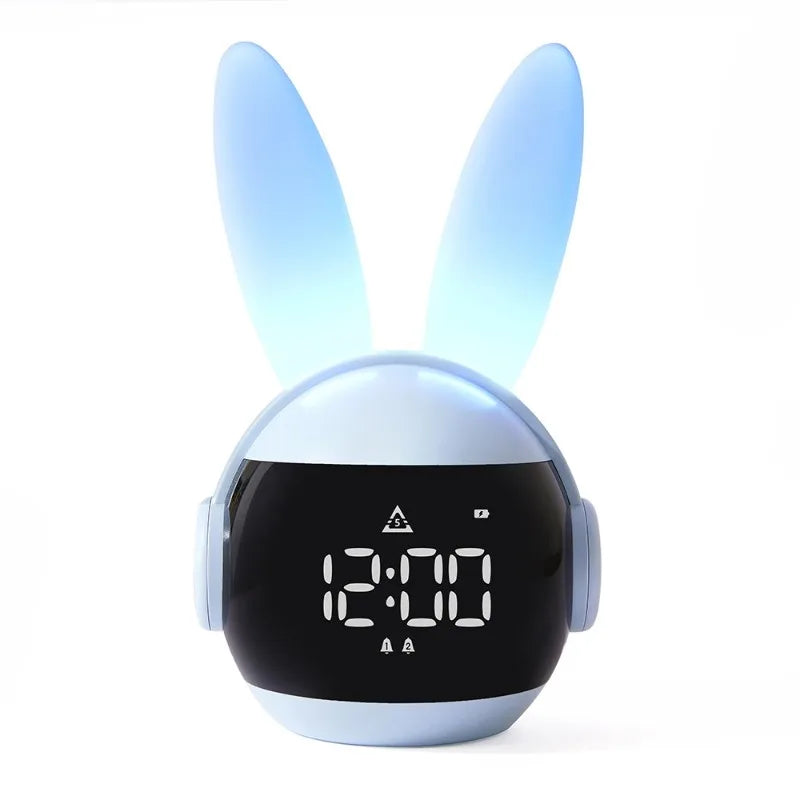 Réveil Lapin Veilleuse Enfant Lumière Arc-en-ciel Rechargeable