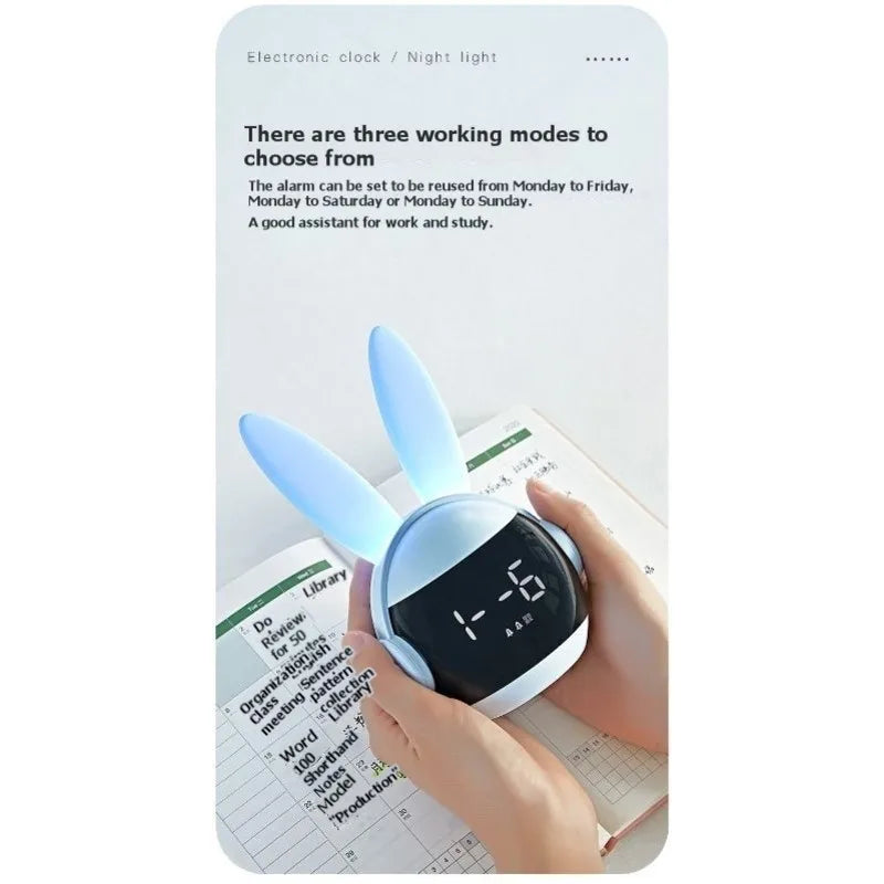 Réveil Lapin Veilleuse Enfant Lumière Arc-en-ciel Rechargeable