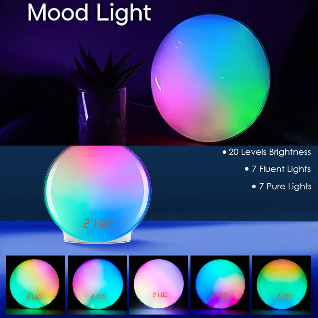 Réveil Lumière Simulateur Aube Radio FM Veilleuse Numérique