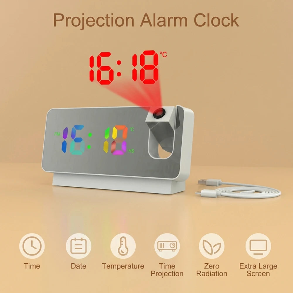 Réveil Projection Murale/Plafond Numérique Température LED