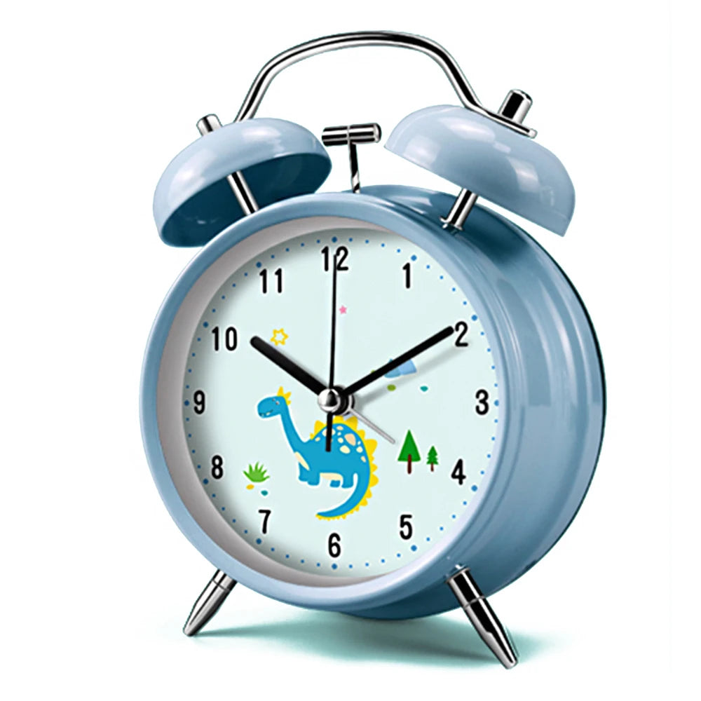 Réveil enfant animal double cloche métal veilleuse 4"