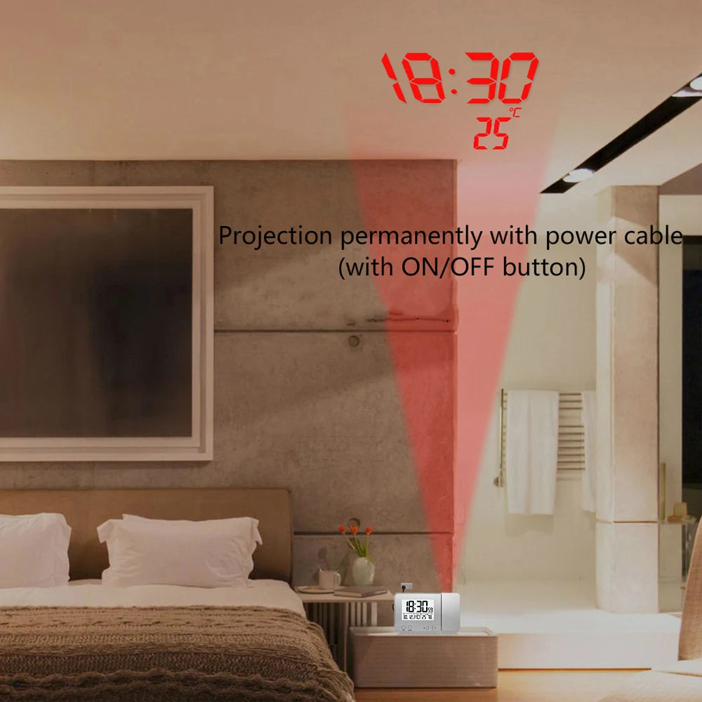 Réveil Projection Plafond Thermomètre Hygromètre USB Dimmable