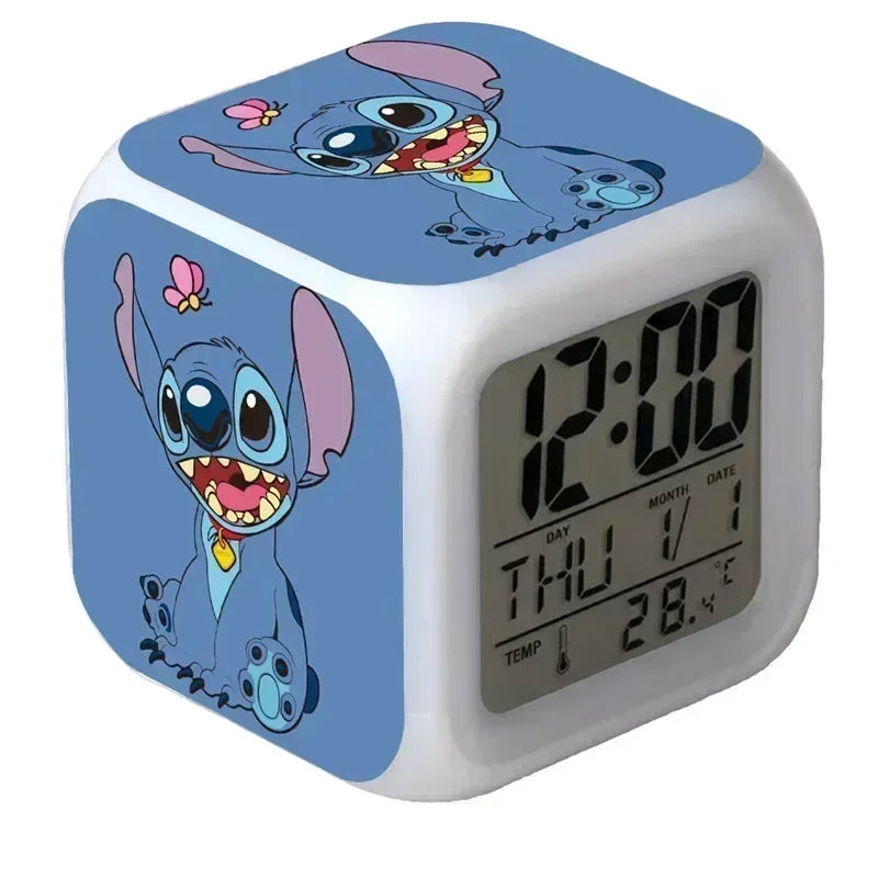 Réveil Stitch Disney 7 Couleurs LED Cadeau Enfant.