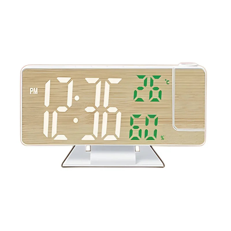 Réveil LED projection bois tactile multifonction grand écran