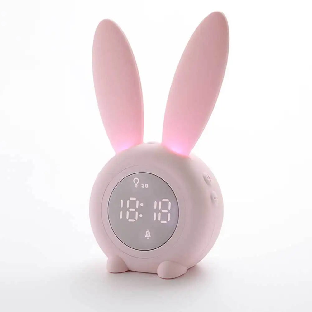 Réveil enfant lapin rose numérique veilleuse chevet