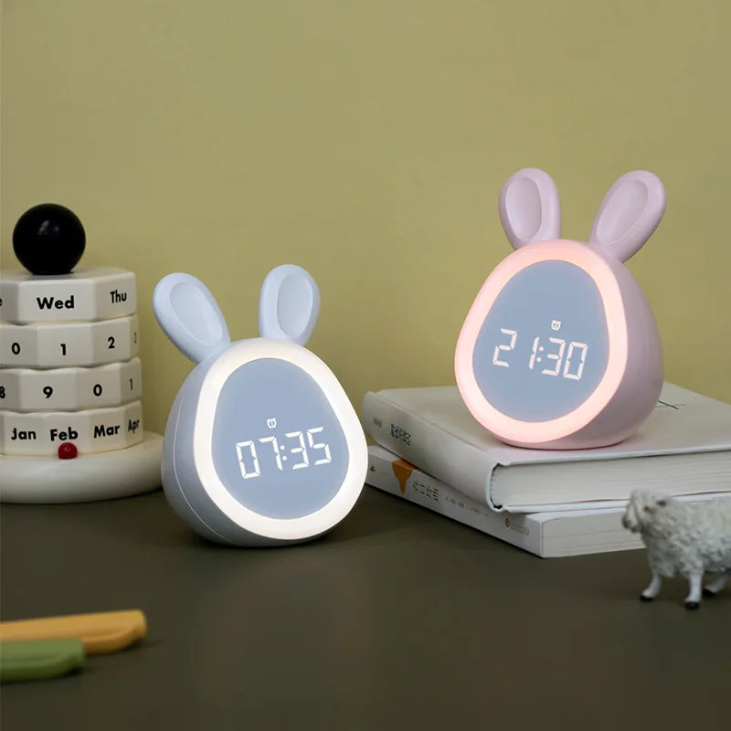 Réveil Lapin LED Veilleuse Commande Vocale USB