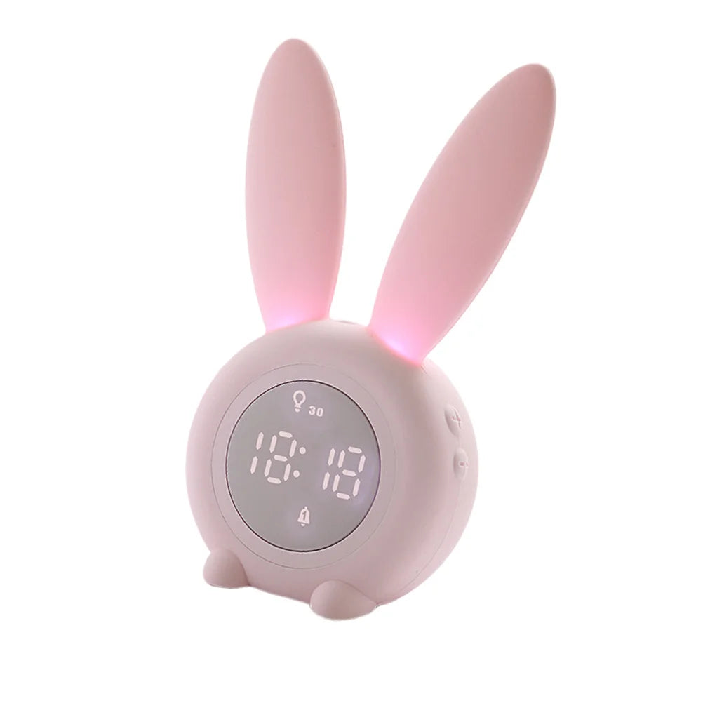 Réveil Lapin Rose Veilleuse Lumineuse Enfant Silencieux