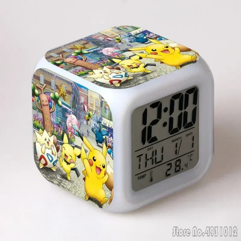 Réveil Pikachu Cube LED Digital Multicolore