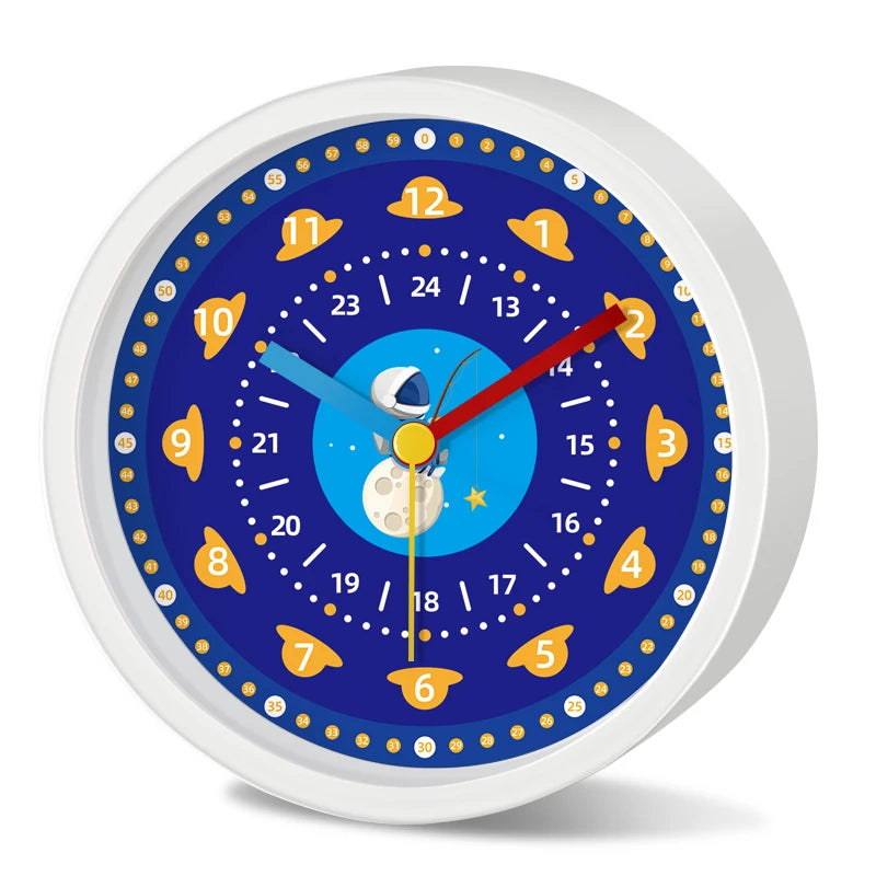 Réveil enfant analogique silencieux couleurs, apprendre l'heure