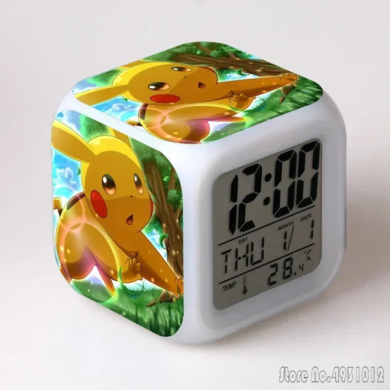 Réveil Pokémon Pikachu LED Cube Lumière Colorée