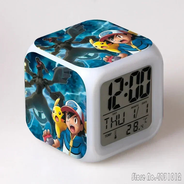 Réveil Pokémon Pikachu LED Cube Lumière Colorée